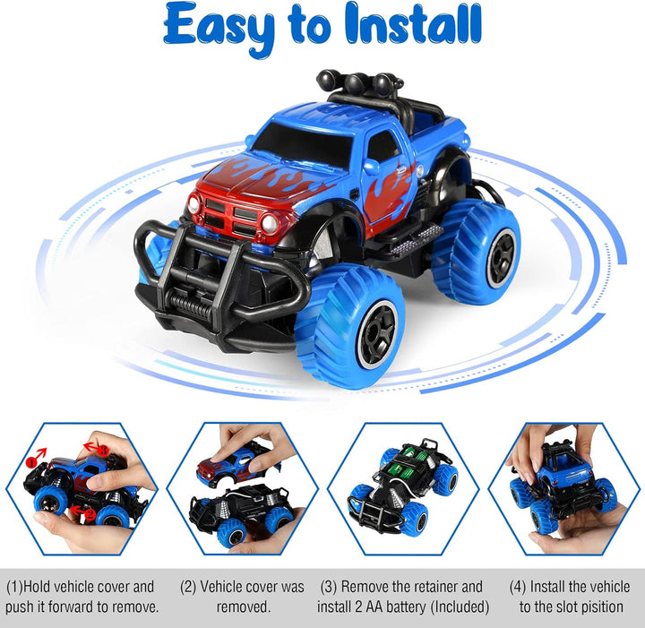 Kizeefun Remote Control Cars for Boys, RC Car Kids Toys for 3 4 5 6 7 8 9 Years Old Boys Girls, RC Turck for Kids, Boys Toys Age 3-9 off Road Vehicle Racing Car, Blue